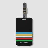 パーソナライズされたカスタムプライドストライプの ラゲッジタグ (正面縦)