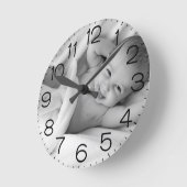 パーソナライズされたカスタムベビー写真子供部屋 ラウンド壁時計 (傾斜)