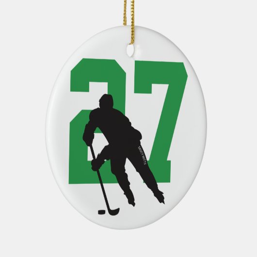パーソナライズされたカスタムホッケープレイヤー番号 セラミックオーナメント (右)
