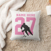 パーソナライズされたカスタムホッケー選手の名前番号ピンク クッション (ブランケット)