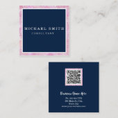 パーソナライズされたカスタムミニマルモダンQRコードログ スクエア名刺 (正面/裏面)