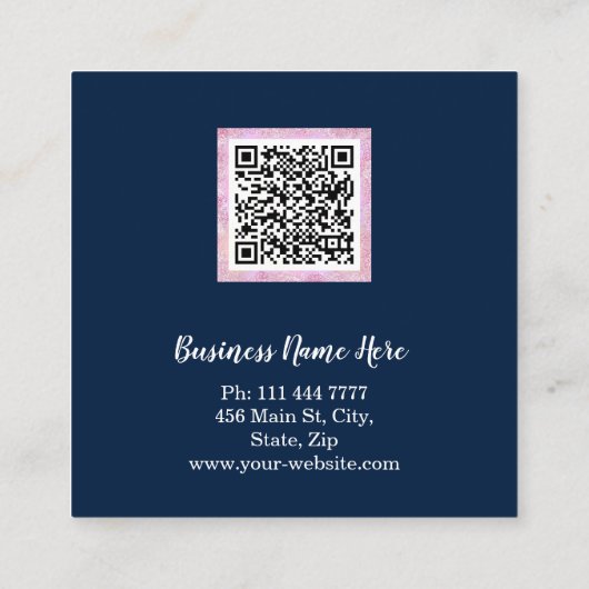 パーソナライズされたカスタムミニマルモダンQRコードログ スクエア名刺 (裏面)
