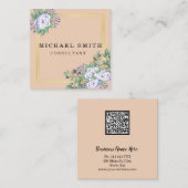 パーソナライズされたカスタムミニマルモダンQRコードロゴ スクエア名刺 (正面/裏面)