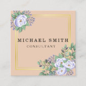 パーソナライズされたカスタムミニマルモダンQRコードロゴ スクエア名刺 (正面)