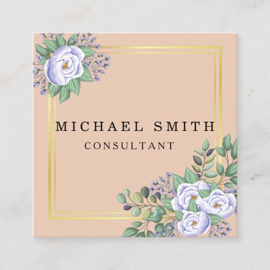 パーソナライズされたカスタムミニマルモダンQRコードロゴ スクエア名刺 (正面)