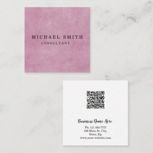 パーソナライズされたカスタムミニマルモダンQRコードロゴ スクエア名刺 (正面/裏面)