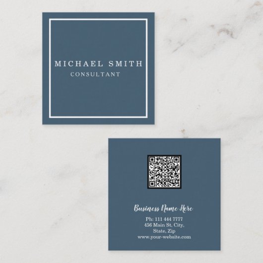 パーソナライズされたカスタムミニマルモダンQRコードロゴ スクエア名刺 (正面/裏面)