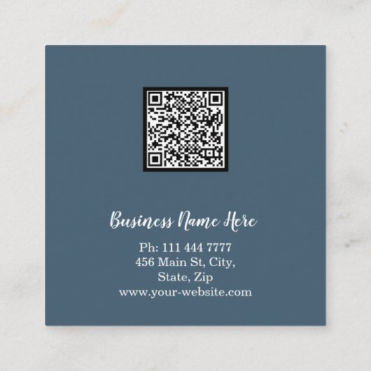 パーソナライズされたカスタムミニマルモダンQRコードロゴ スクエア名刺 (裏面)