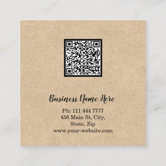 パーソナライズされたカスタムミニマルモダンQRコードロゴ スクエア名刺 (裏面)