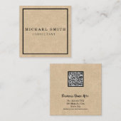 パーソナライズされたカスタムミニマルモダンQRコードロゴ スクエア名刺 (正面/裏面)