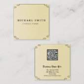 パーソナライズされたカスタムミニマルモダンQRコードロゴ スクエア名刺 (正面/裏面)