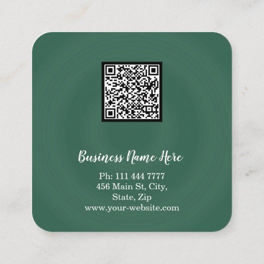 パーソナライズされたカスタムミニマルモダンQRコードロゴ スクエア名刺 (裏面)