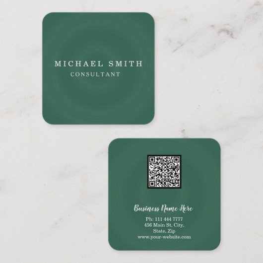 パーソナライズされたカスタムミニマルモダンQRコードロゴ スクエア名刺 (正面/裏面)