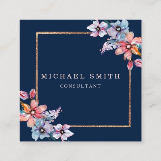 パーソナライズされたカスタムミニマルモダンQRコードロゴ スクエア名刺 (正面)