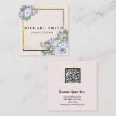 パーソナライズされたカスタムミニマルモダンQRコードロゴ スクエア名刺 (正面/裏面)