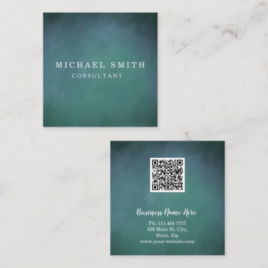 パーソナライズされたカスタムミニマルモダンQRコードロゴ スクエア名刺 (正面/裏面)