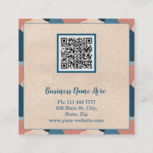 パーソナライズされたカスタムミニマルモダンQRコードロゴ スクエア名刺 (裏面)