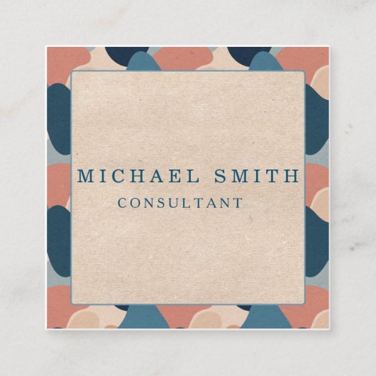 パーソナライズされたカスタムミニマルモダンQRコードロゴ スクエア名刺 (正面)