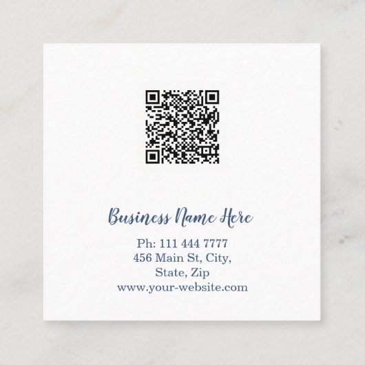 パーソナライズされたカスタムミニマルモダンQRコードロゴ スクエア名刺 (裏面)
