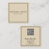 パーソナライズされたカスタムミニマルモダンQRコードロゴ スクエア名刺 (正面/裏面)