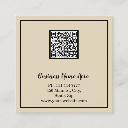 パーソナライズされたカスタムミニマルモダンQRコードロゴ スクエア名刺 (裏面)