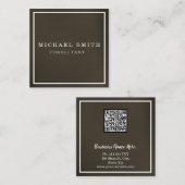 パーソナライズされたカスタムミニマルモダンQRコードロゴ スクエア名刺 (正面/裏面)