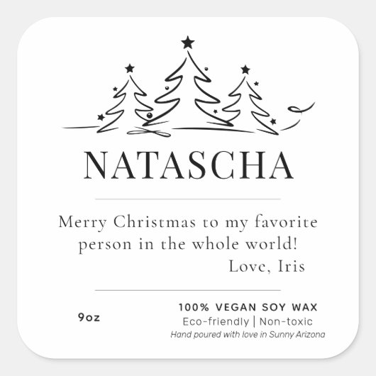 パーソナライズされたカスタムメッセージ スクエアシール (正面)