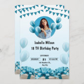 パーソナライズされたカスタムモダンエレガントパーティー誕生日 招待状 (正面/裏面)