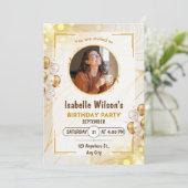 パーソナライズされたカスタムモダンエレガントパーティー誕生日 招待状 (スタンド正面)
