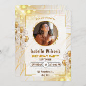 パーソナライズされたカスタムモダンエレガントパーティー誕生日 招待状 (正面/裏面)