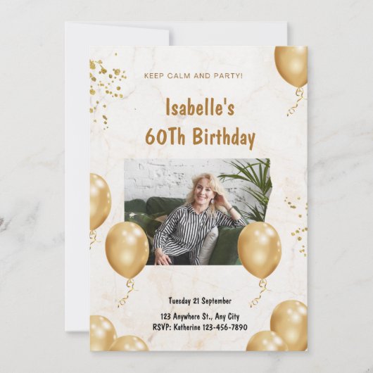 パーソナライズされたカスタムモダンエレガントパーティー誕生日 招待状 (正面)