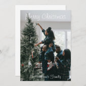 パーソナライズされたカスタムモダンクリスマス家族の写真 (正面/裏面)