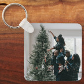 パーソナライズされたカスタムモダンクリスマス家族の写真 キーホルダー (正面)