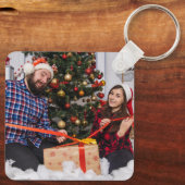 パーソナライズされたカスタムモダンクリスマス家族の写真 キーホルダー (裏面)