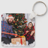パーソナライズされたカスタムモダンクリスマス家族の写真 キーホルダー (裏面)