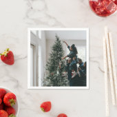 パーソナライズされたカスタムモダンクリスマス家族の写真 スタンダードカクテルナプキン (インサイチュ)