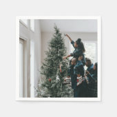 パーソナライズされたカスタムモダンクリスマス家族の写真 スタンダードカクテルナプキン (正面)