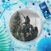 パーソナライズされたカスタムモダンクリスマス家族の写真 ペーパープレート (パーティー)