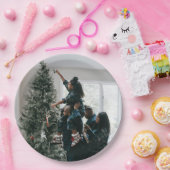 パーソナライズされたカスタムモダンクリスマス家族の写真 ペーパープレート (パーティー)