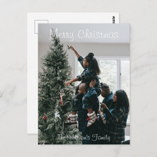 パーソナライズされたカスタムモダンクリスマス家族の写真 ポストカード (正面/裏面)