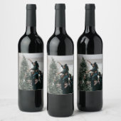 パーソナライズされたカスタムモダンクリスマス家族の写真 ワインラベル (ボトル)