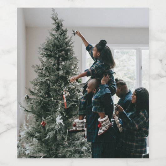 パーソナライズされたカスタムモダンクリスマス家族の写真 ワインラベル (シングルラベル)