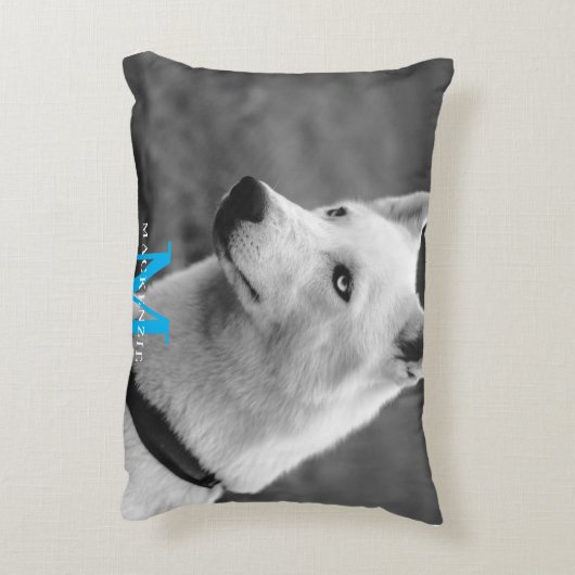 パーソナライズされたカスタムモノグラムエレガント犬ペットフォト アクセントクッション (裏面(縦))
