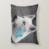 パーソナライズされたカスタムモノグラムエレガント犬ペットフォト アクセントクッション (正面(垂直))