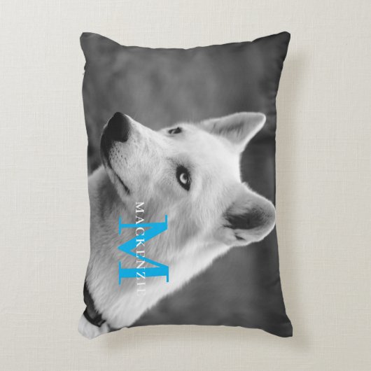 パーソナライズされたカスタムモノグラムエレガント犬ペットフォト アクセントクッション (正面(垂直))