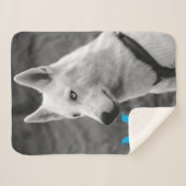 パーソナライズされたカスタムモノグラムエレガント犬ペットフォト シェルパブランケット (正面(横))