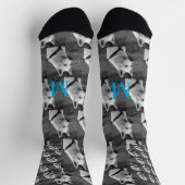 パーソナライズされたカスタムモノグラムエレガント犬ペットフォト ソックス (上部)