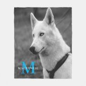 パーソナライズされたカスタムモノグラムエレガント犬ペットフォト フリースブランケット (正面)
