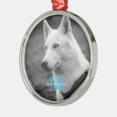 パーソナライズされたカスタムモノグラムエレガント犬ペットフォト メタルオーナメント (左)