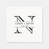 パーソナライズされたカスタムモノグラム結婚紙ナプキン スタンダードカクテルナプキン (正面)